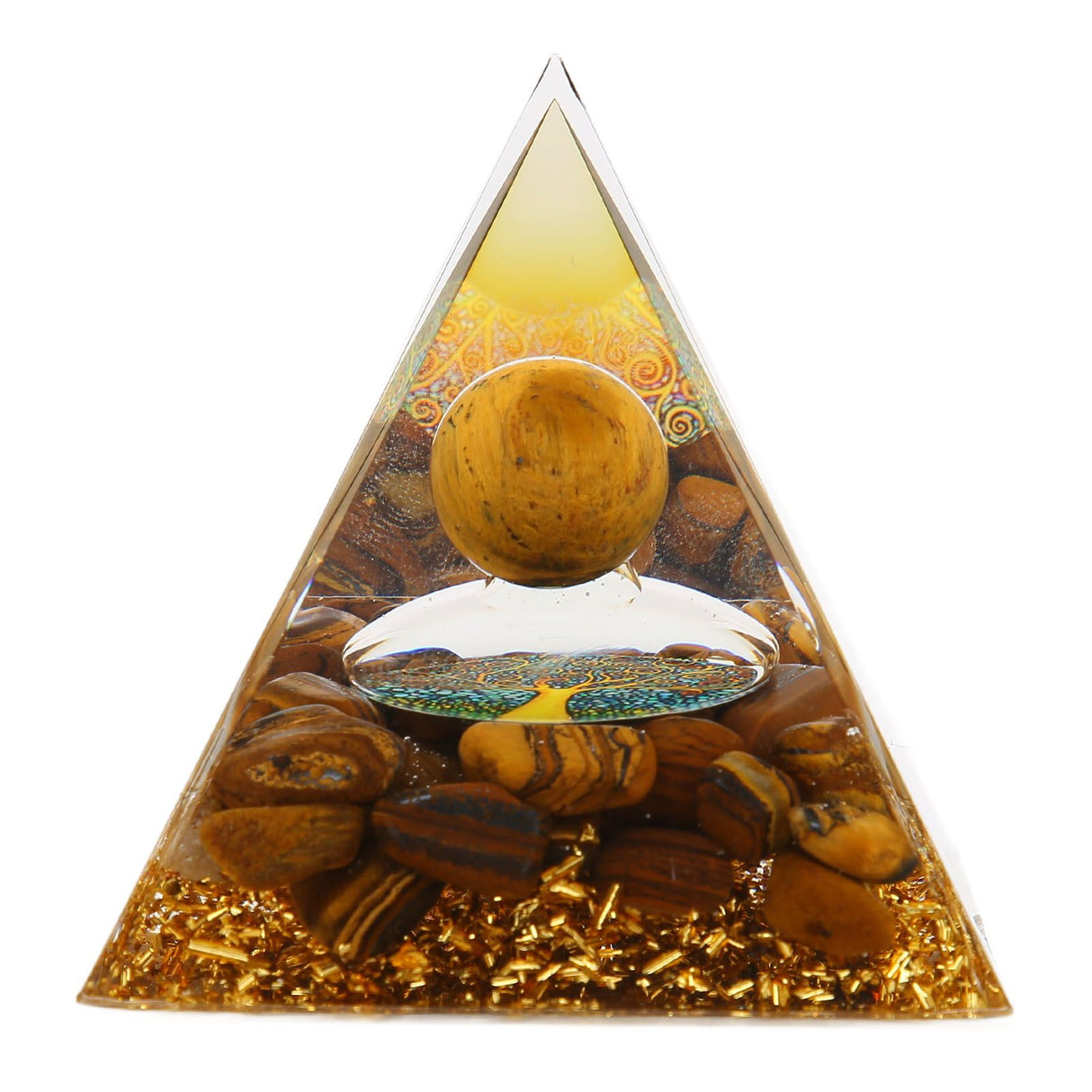 Pyramid Ornament Natural Gravel Triangular Lucky Improving Mood Pyramid Positive Energy Decoration for Bookshelf