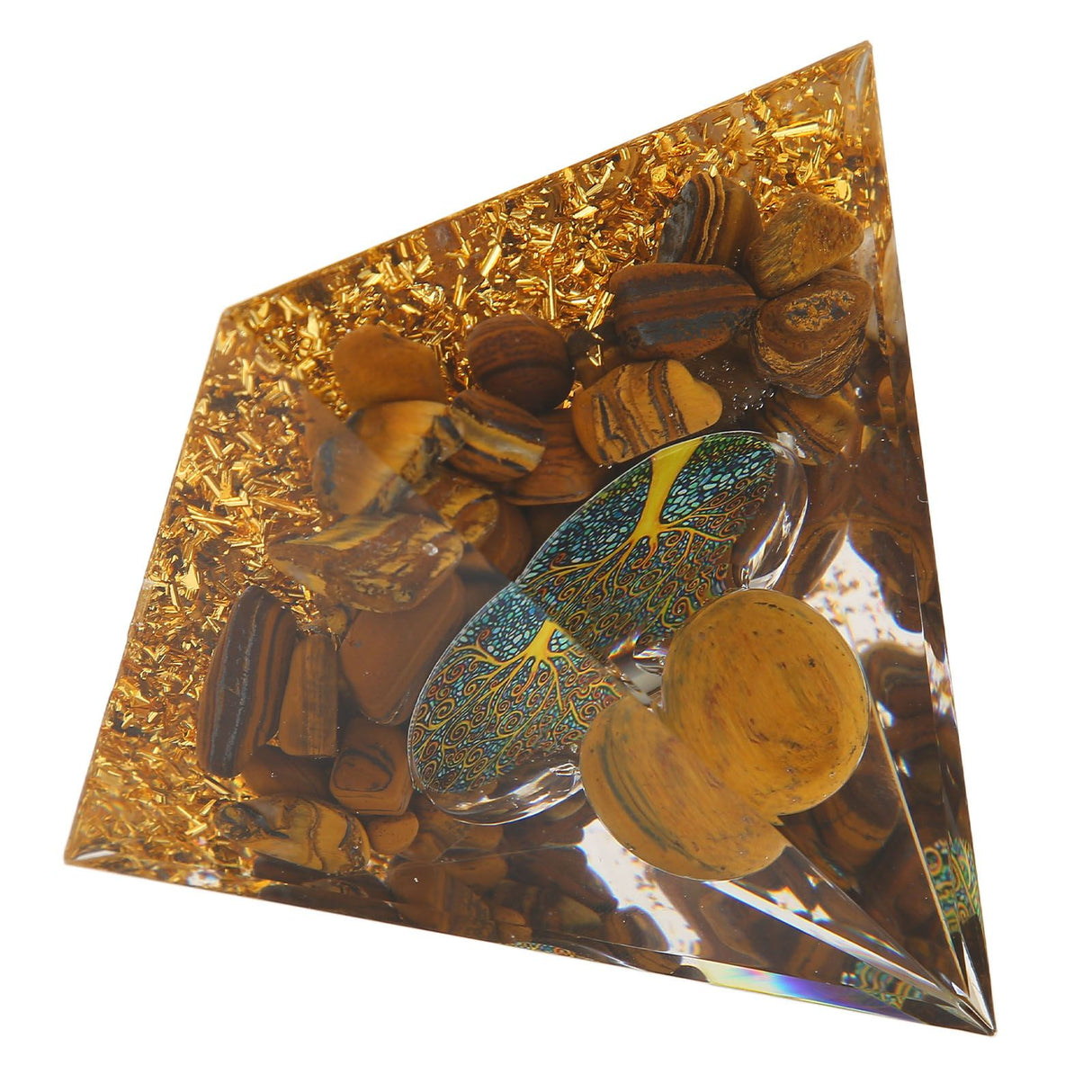 Pyramid Ornament Natural Gravel Triangular Lucky Improving Mood Pyramid Positive Energy Decoration for Bookshelf