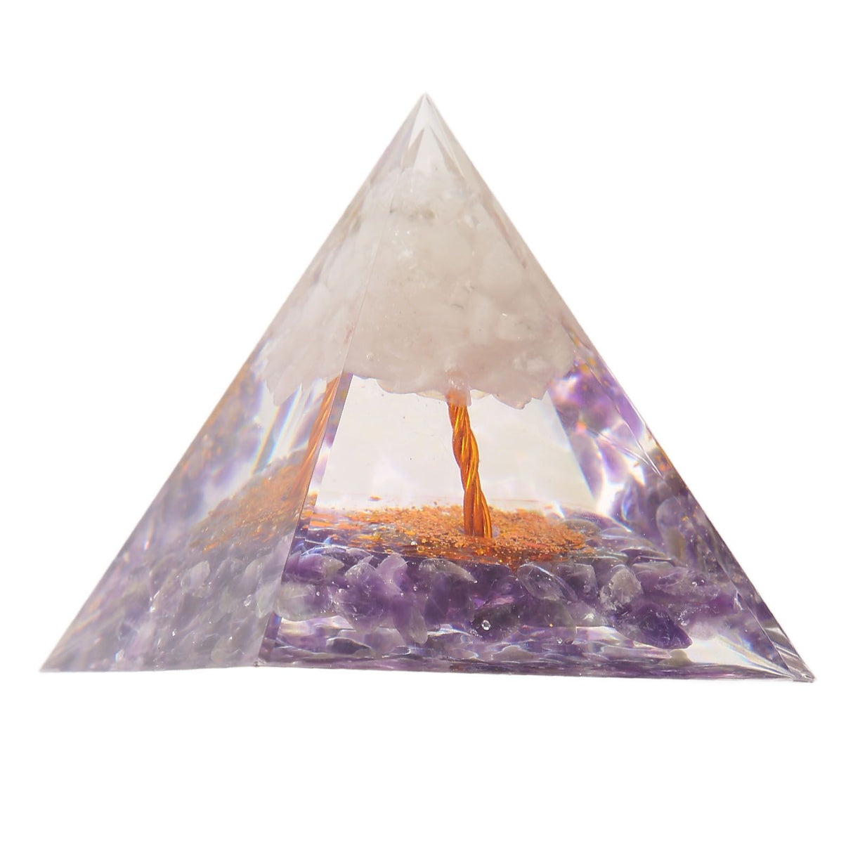 Pyramid Epoxy Ornament Good Durability Exquisite Workmanship Gravel Pyramid Power Stone for Living Room Bedroom Office