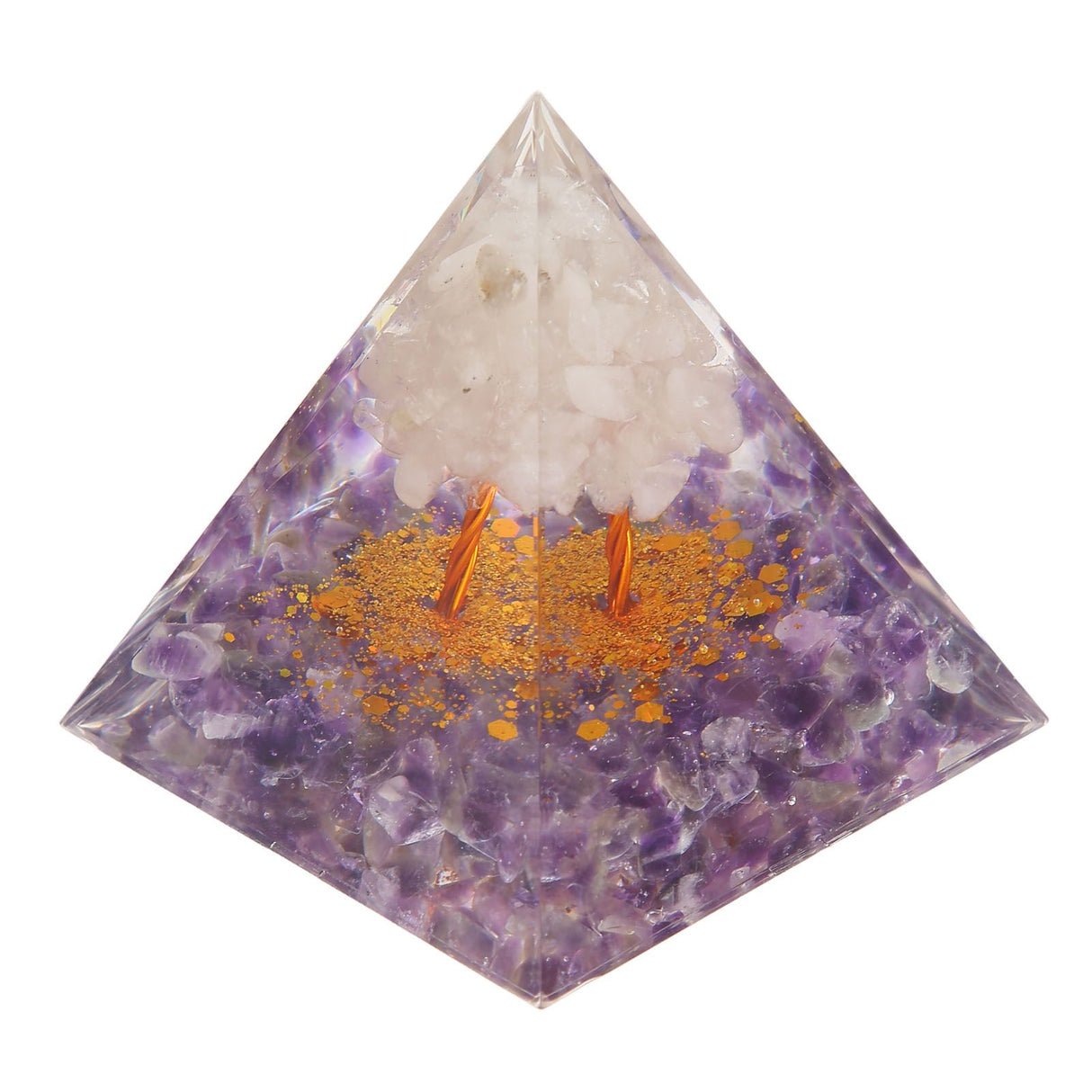 Pyramid Epoxy Ornament Good Durability Exquisite Workmanship Gravel Pyramid Power Stone for Living Room Bedroom Office