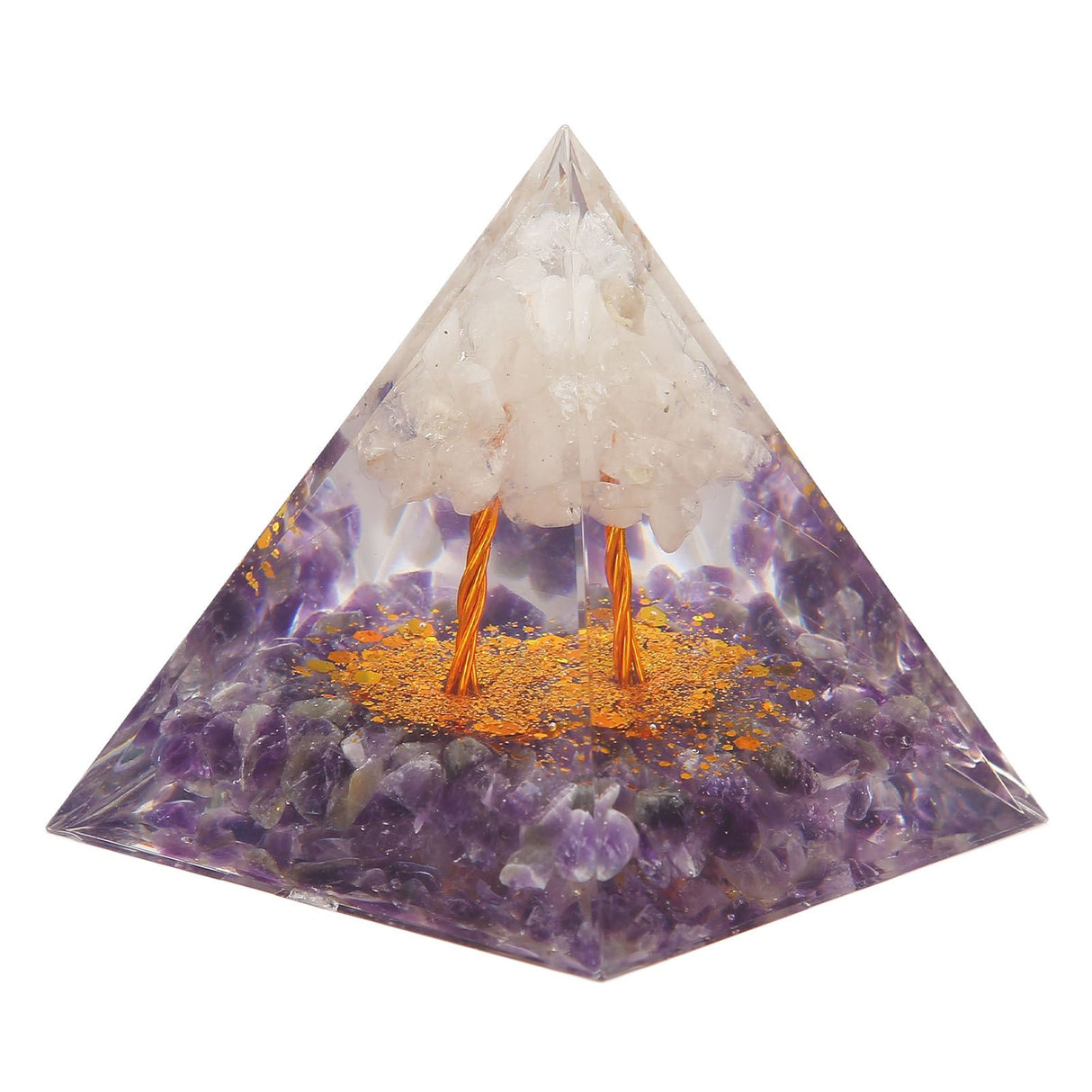 Pyramid Epoxy Ornament Good Durability Exquisite Workmanship Gravel Pyramid Power Stone for Living Room Bedroom Office
