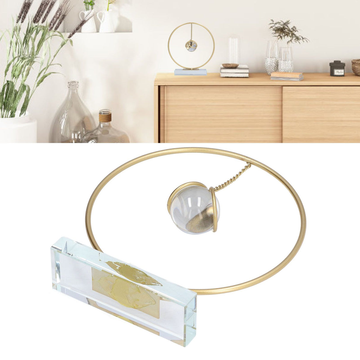 Crystal Ball Ornament Modern Simple Abstract Style Add Vitality Safe Durable Widely Used Fortune Teller Crystal Ball