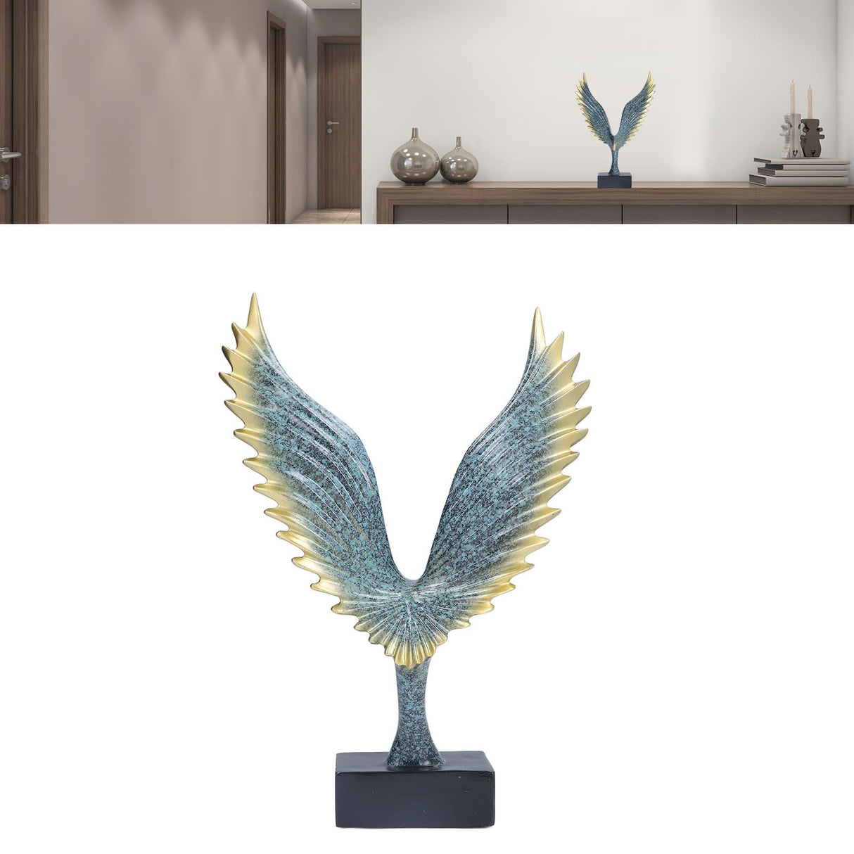 Nordic Wing Statue Resin Sculpture Statue Ornaments Modern Living Room Decoration Desktop Abstract Crafts Champagne Blue