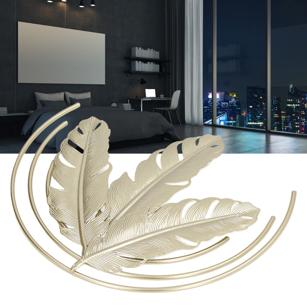 Iron Wall Sculptures Gold Metal Leaf Wall Decor for Living Room Bedroom Office Home B
