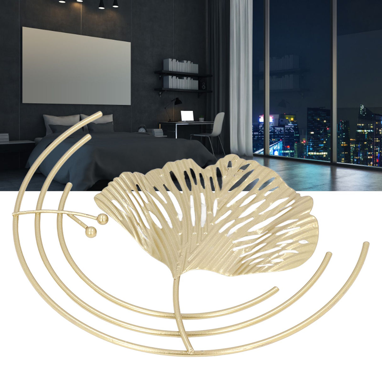 Iron Wall Sculptures Gold Metal Leaf Wall Decor for Living Room Bedroom Office Home C