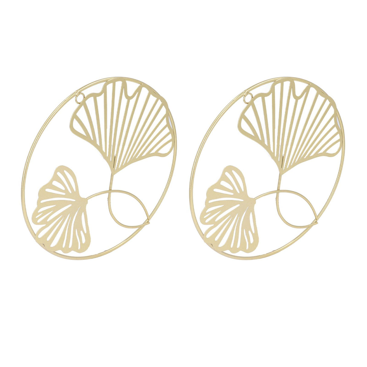 2pcs Gold Wall Decor Iron Art 3D Stereo Ginkgo Leaves Wall Sculpture for Sofa Background Entrance Dining Room Study
