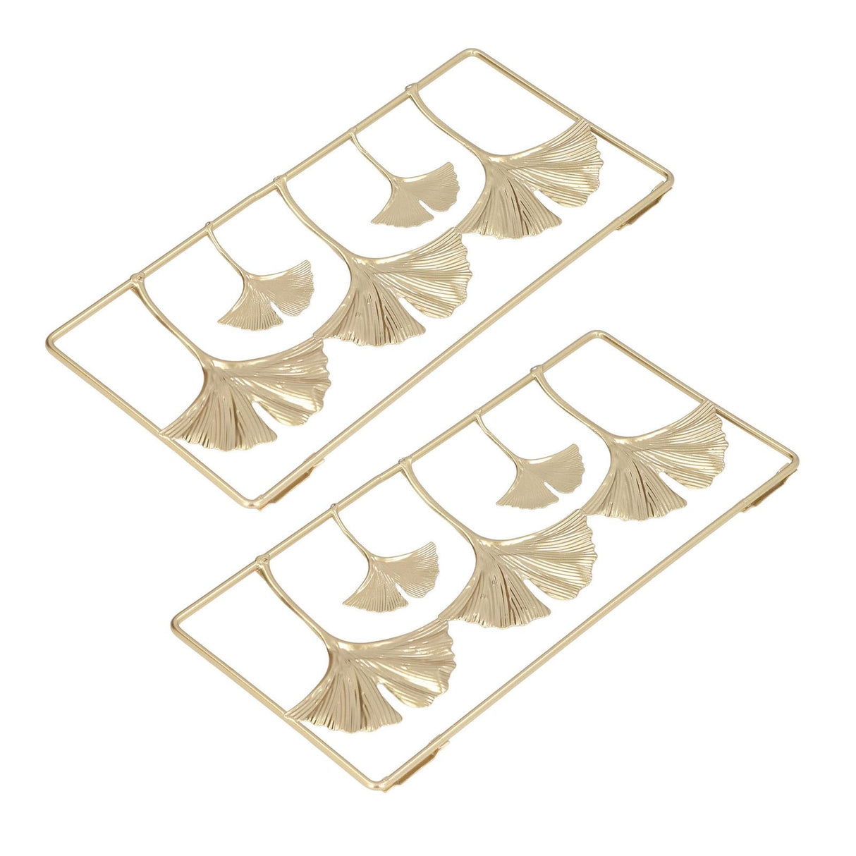 2Pcs Gold Metal Leaf Wall Decor 3D Modern Simple Clear Texture Metal Leaf Hanging Decoration with Frame for Home Office