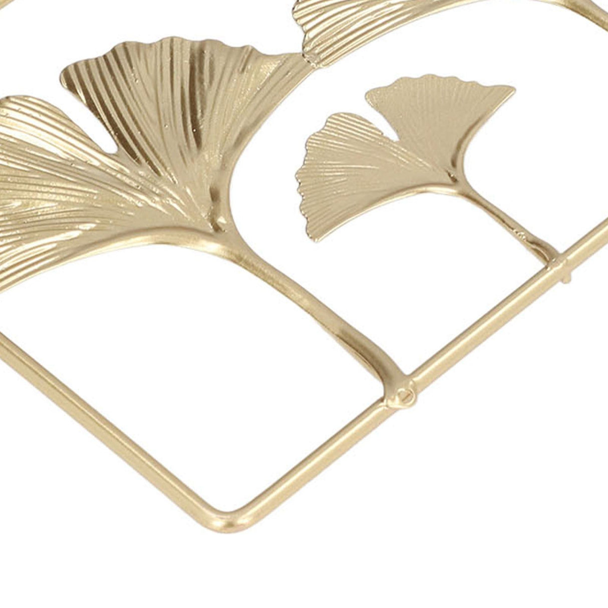 2Pcs Gold Metal Leaf Wall Decor 3D Modern Simple Clear Texture Metal Leaf Hanging Decoration with Frame for Home Office