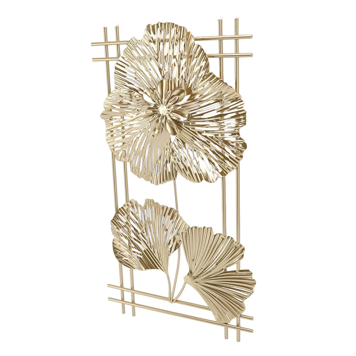 Golden Metal Ginkgo Leaf Decoration Modern Minimalist 3D Wall Sculpture for Bedroom Living Room Hotel Cafe