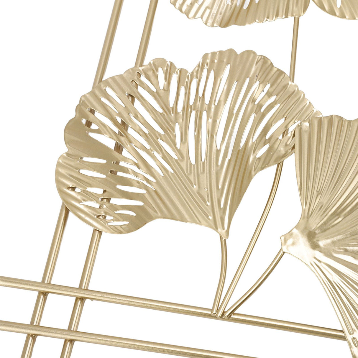 Golden Metal Ginkgo Leaf Decoration Modern Minimalist 3D Wall Sculpture for Bedroom Living Room Hotel Cafe