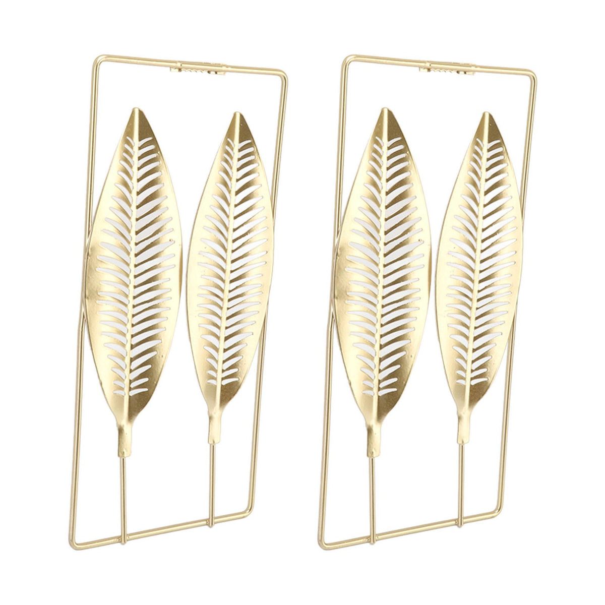 2Pcs Gold Wall Sculptures Metal Wall Decor with Frame for Living Room Bedroom Office Study