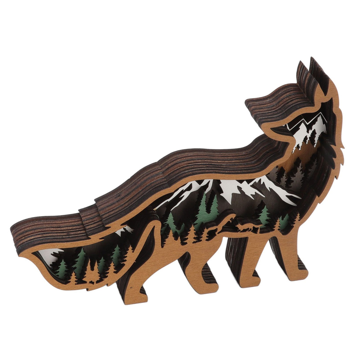 Wood Animal Ornament Multi Layered Creativity Mechanically Engraved Wooden Animal Crafts for Home Office Decoration
