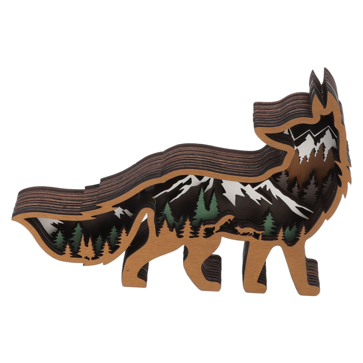 Wood Animal Ornament Multi Layered Creativity Mechanically Engraved Wooden Animal Crafts for Home Office Decoration