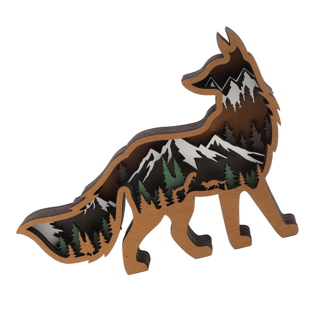 Wood Animal Ornament Multi Layered Creativity Mechanically Engraved Wooden Animal Crafts for Home Office Decoration