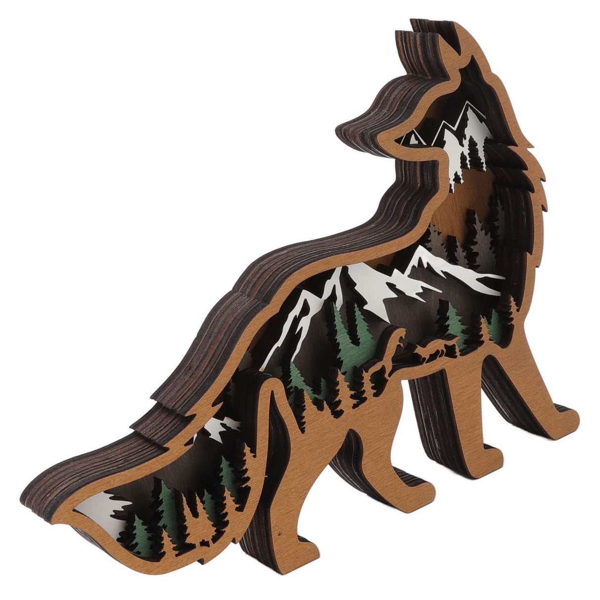 Wood Animal Ornament Multi Layered Creativity Mechanically Engraved Wooden Animal Crafts for Home Office Decoration