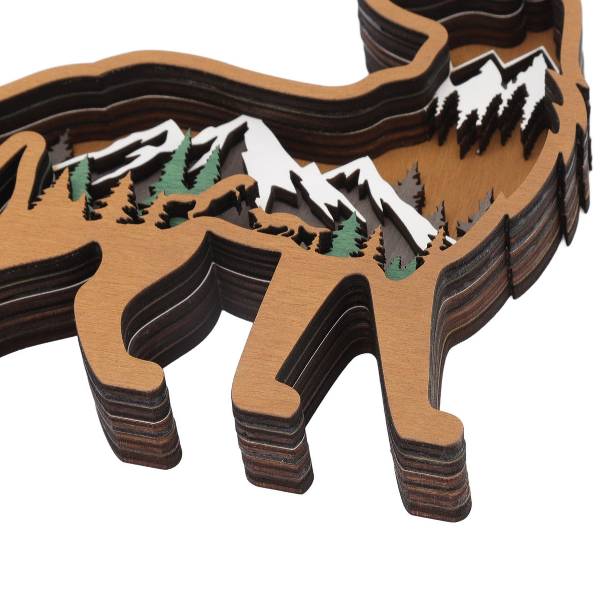 Wood Animal Ornament Multi Layered Creativity Mechanically Engraved Wooden Animal Crafts for Home Office Decoration