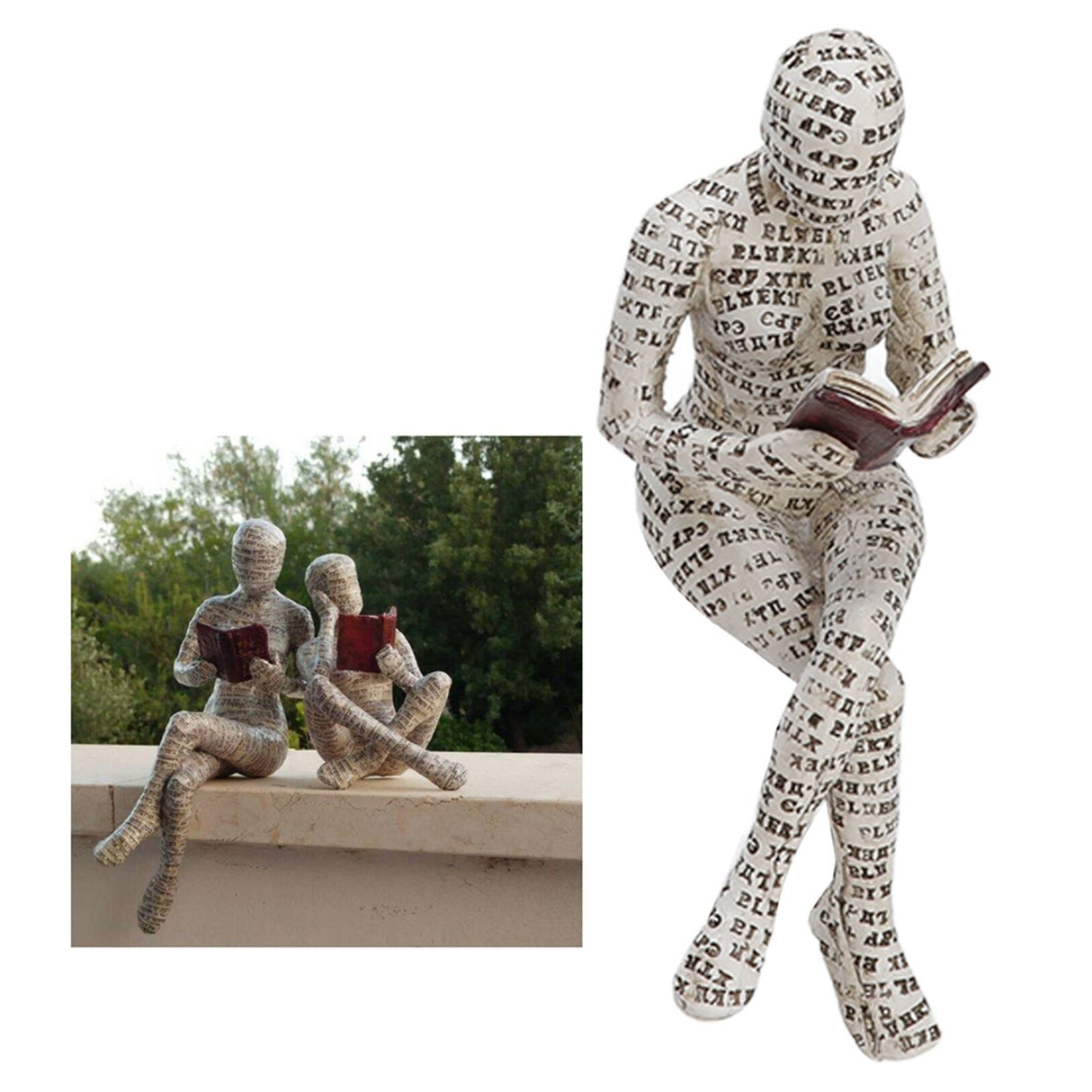 Resin Reading Woman Figurine Innovative Lady Reading Pulp Molding Bookshelf Ornaments for Home Decoration F