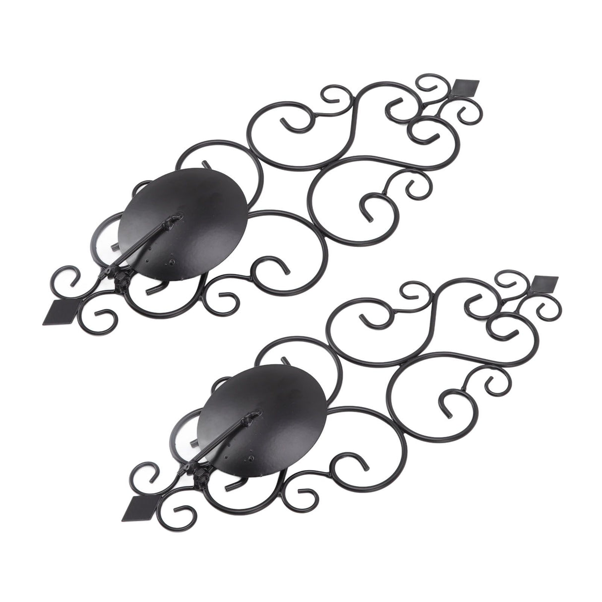 2 Pcs Candle Holder Exquisite Classical Style Black Iron Wall Mounted Candlestick for Living Rooms Bedroom Hallways