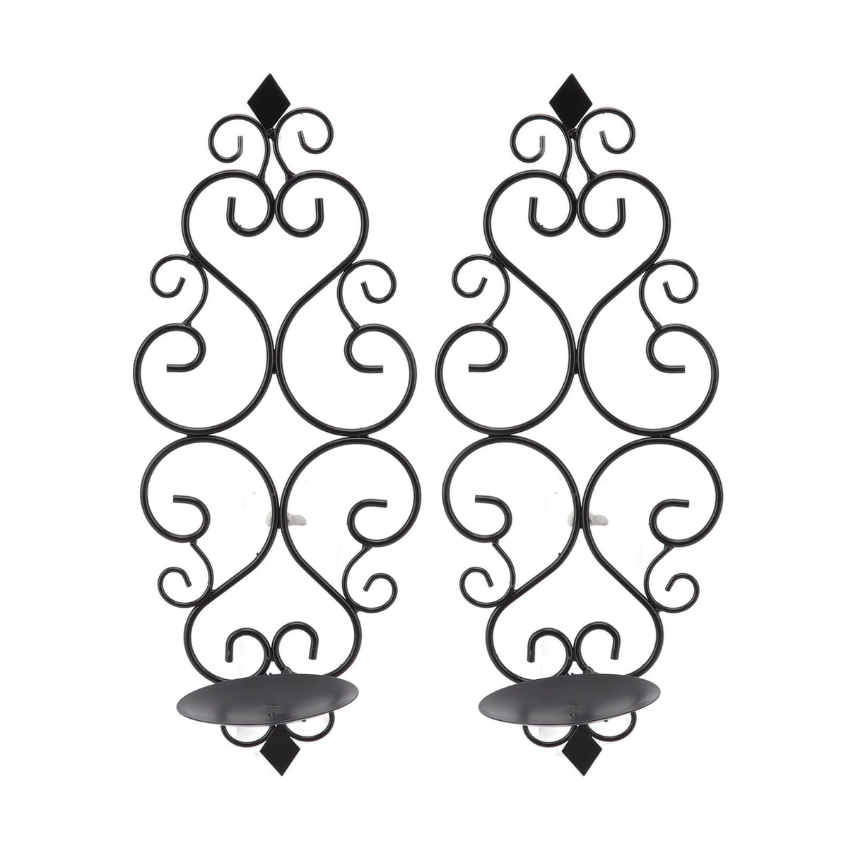 2 Pcs Candle Holder Exquisite Classical Style Black Iron Wall Mounted Candlestick for Living Rooms Bedroom Hallways