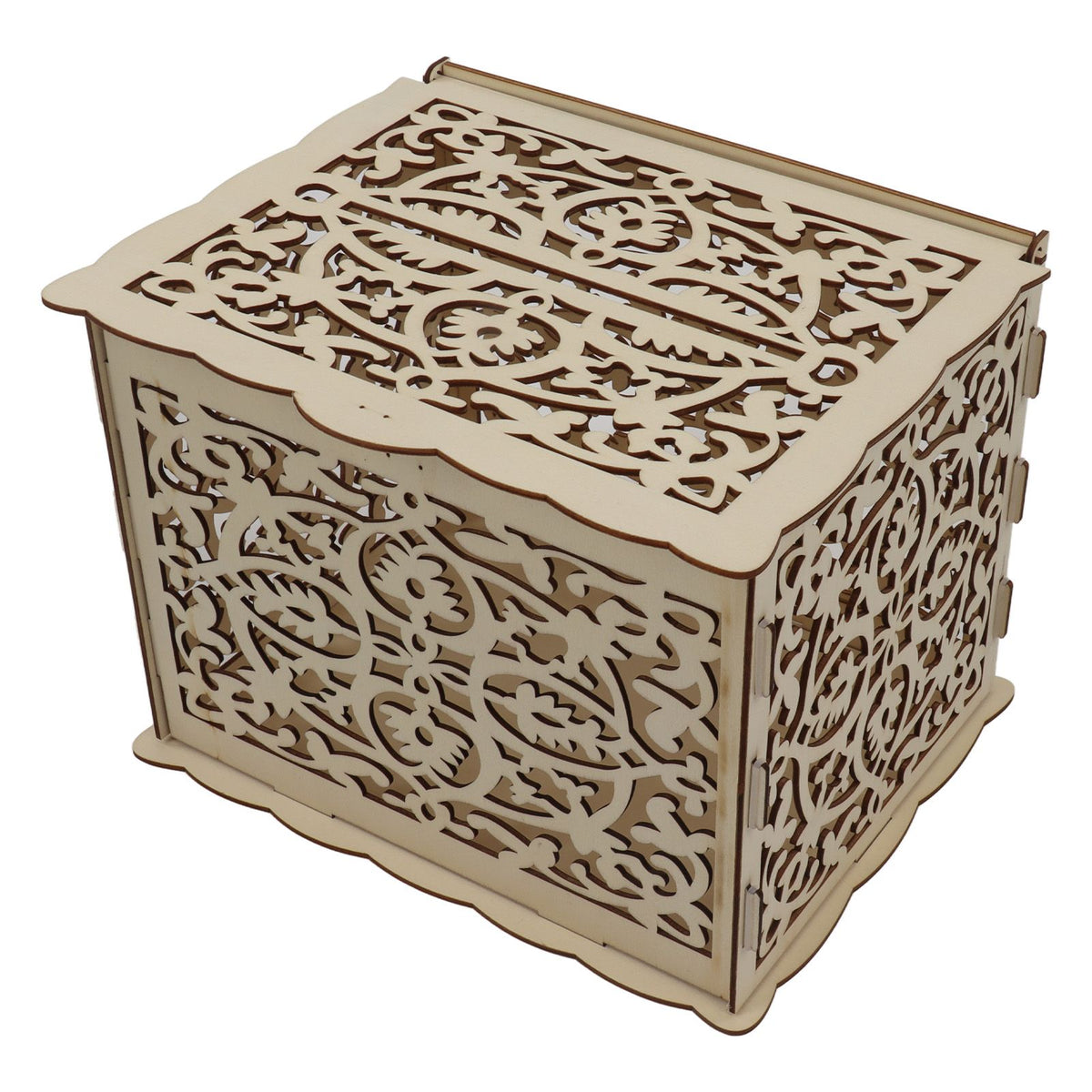 DIY Hollow Wooden Box Gift Card Money Case Wedding Reception Decoration Box Easy Assembly JM01319 Small