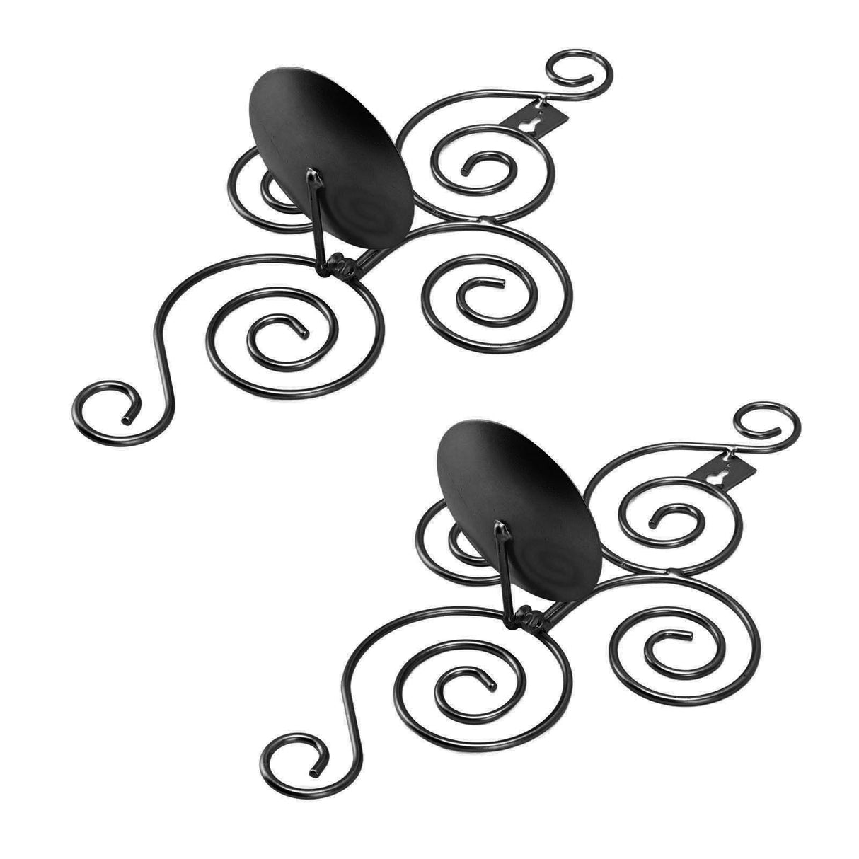 2 Sets Wall Candle Holder Foldable European Style Swirl Wrought Iron Wall Hanging Candlestick Holder Home Decoration Black