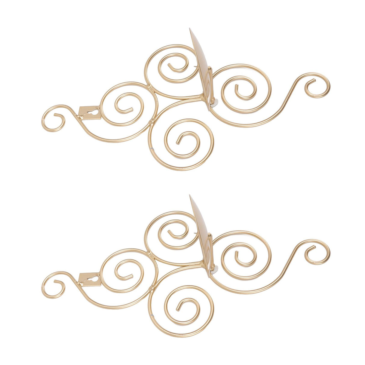2 Sets Wall Candle Holder Foldable European Style Swirl Wrought Iron Wall Hanging Candlestick Holder Home Decoration Gold