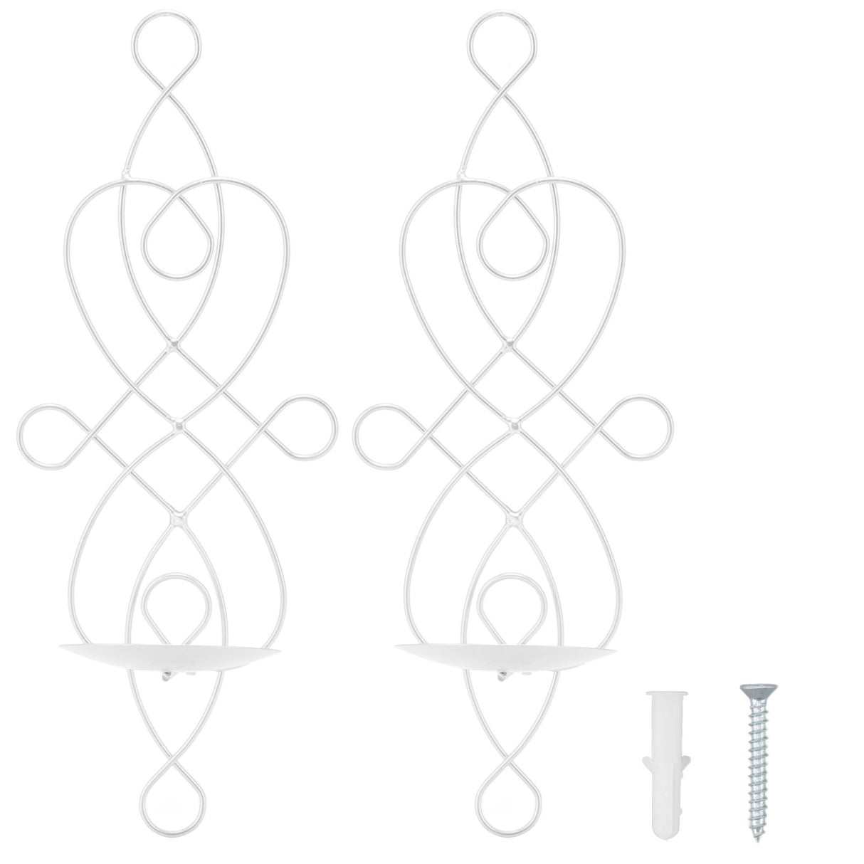 2 Sets Iron Wall Candle Sconce Holder Foldable Deformation Resistance Innovative Wall Candle Holder for Bedroom Dining Room White