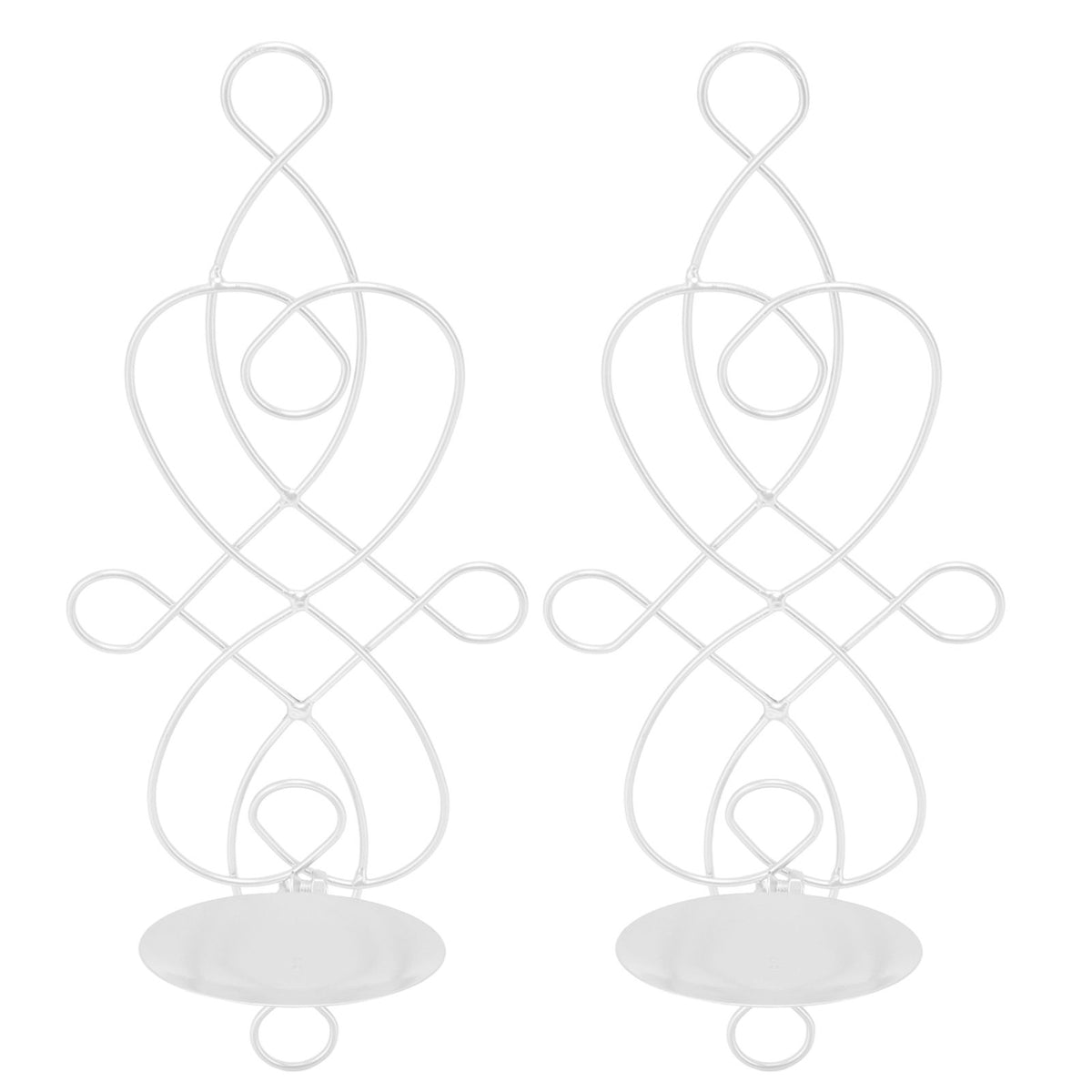 2 Sets Iron Wall Candle Sconce Holder Foldable Deformation Resistance Innovative Wall Candle Holder for Bedroom Dining Room White