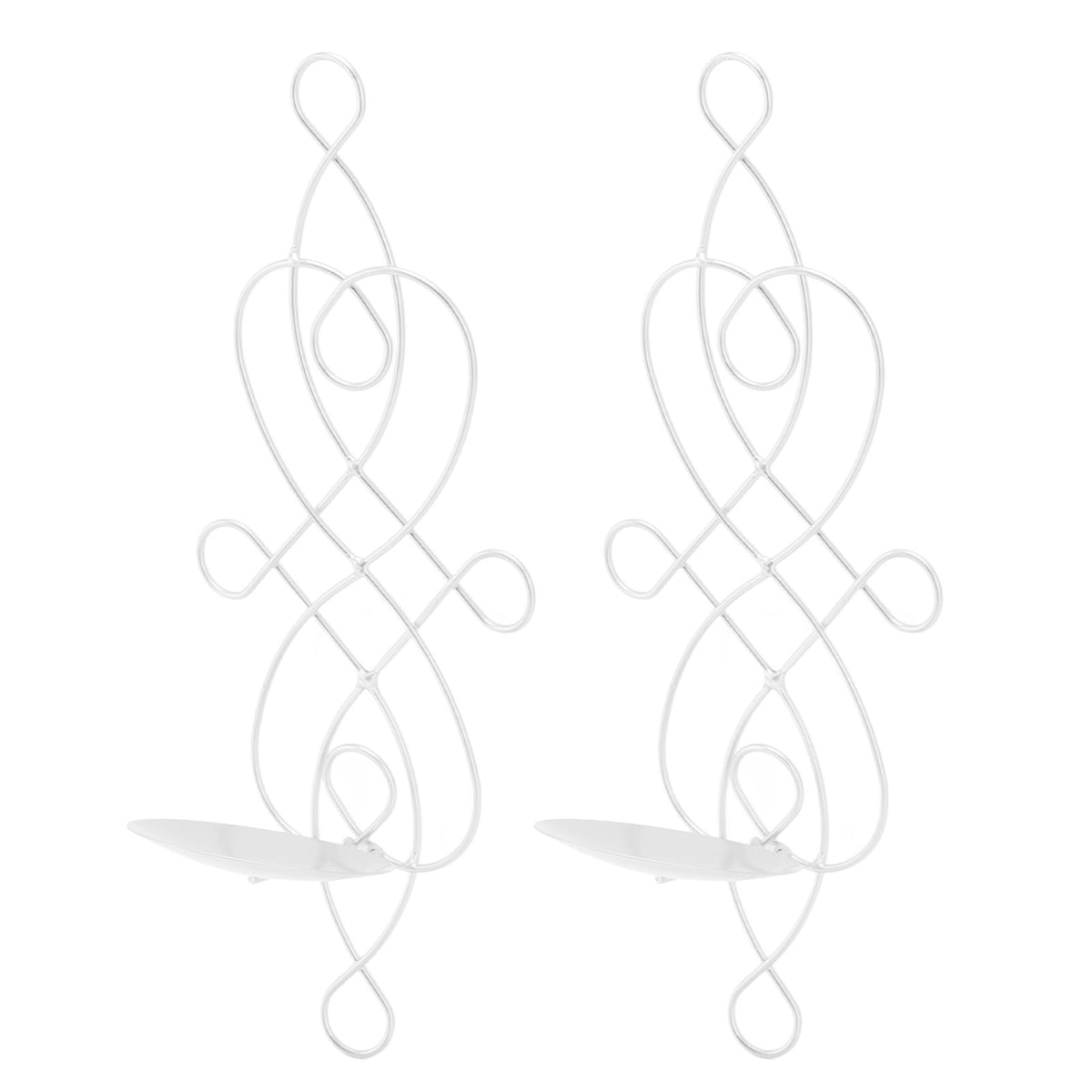 2 Sets Iron Wall Candle Sconce Holder Foldable Deformation Resistance Innovative Wall Candle Holder for Bedroom Dining Room White