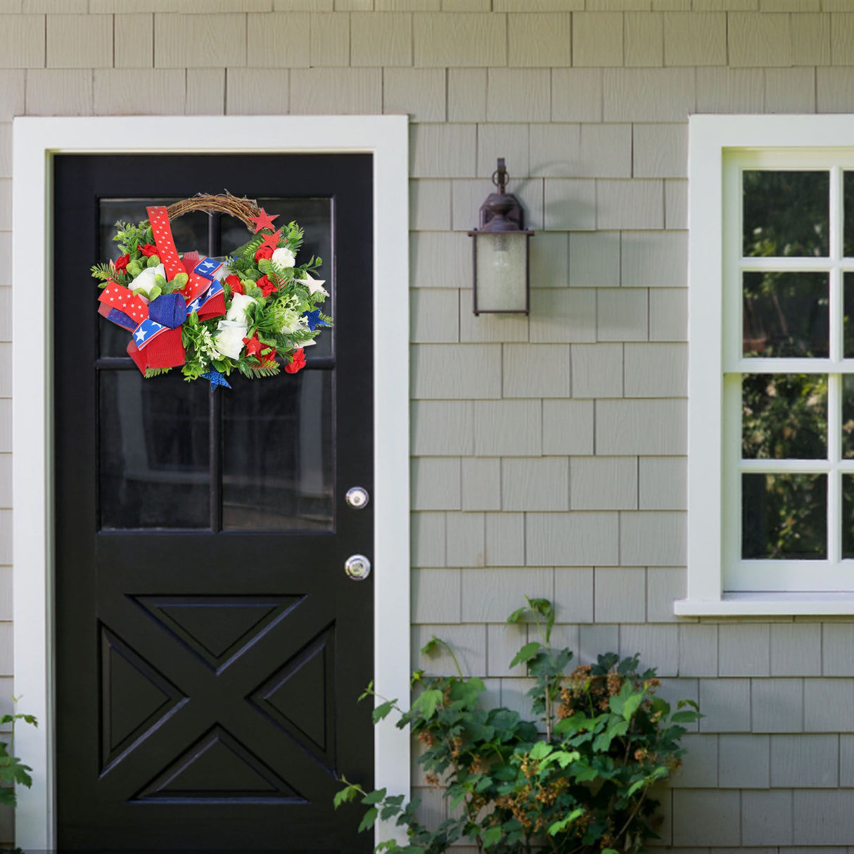 4th of July Patriotic Wreath Independence Day Wreath Decorations for Front Door Fireplace