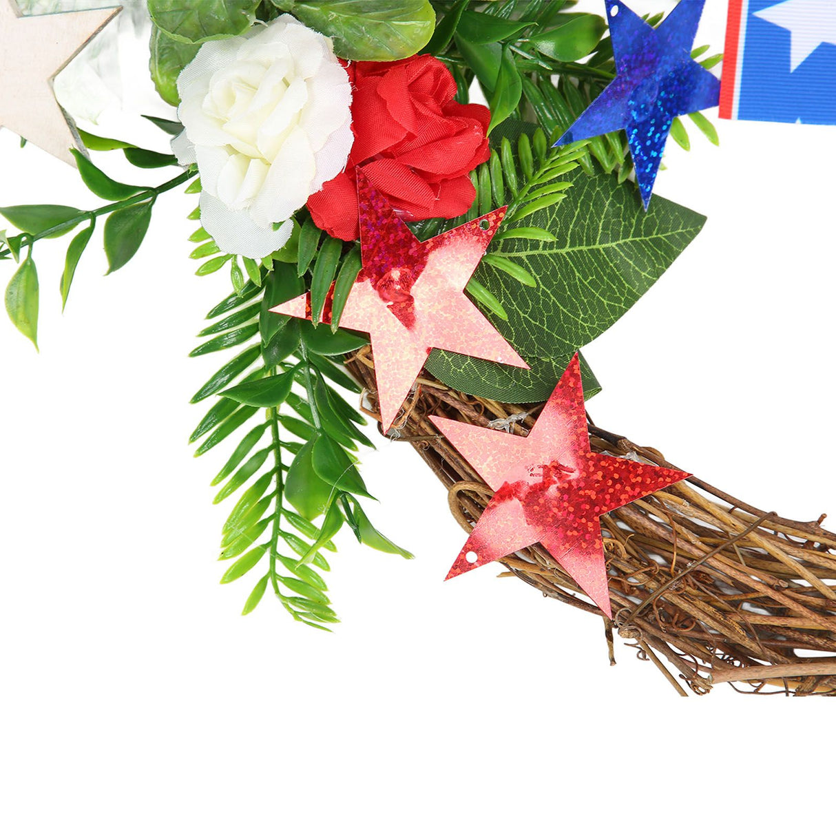 4th of July Patriotic Wreath Independence Day Wreath Decorations for Front Door Fireplace