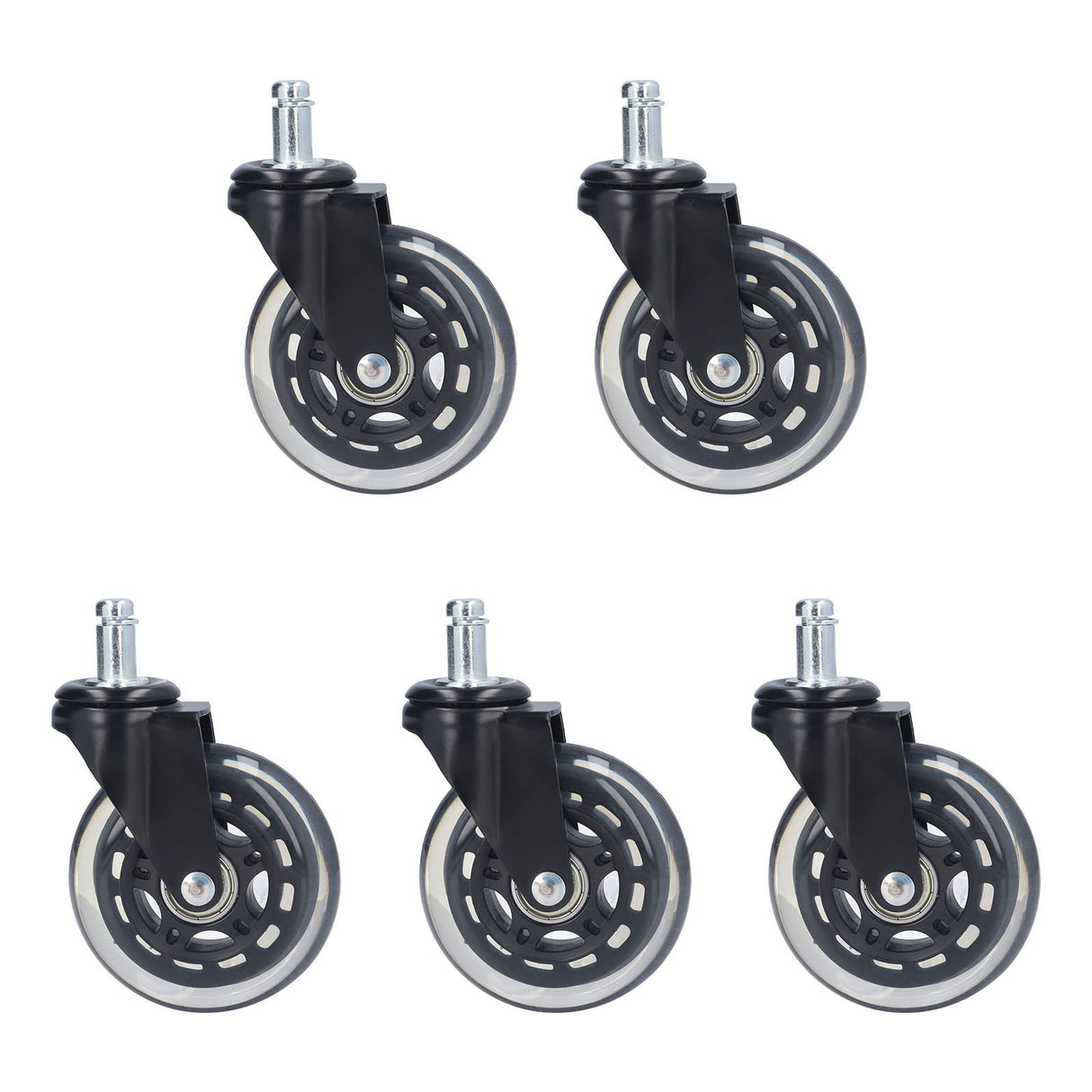 5 Pcs Chair Rotate Wheel 3in 360 Degree Noise Free Scratch Resistant Straight Chair Caster for Office