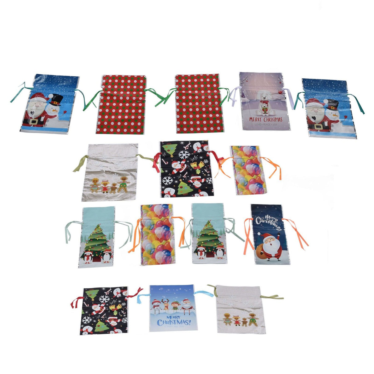 15 Pcs Christmas Drawstring Gift Bags Drawstring Packing Pouches Favors Bags for Christmas Festival Party