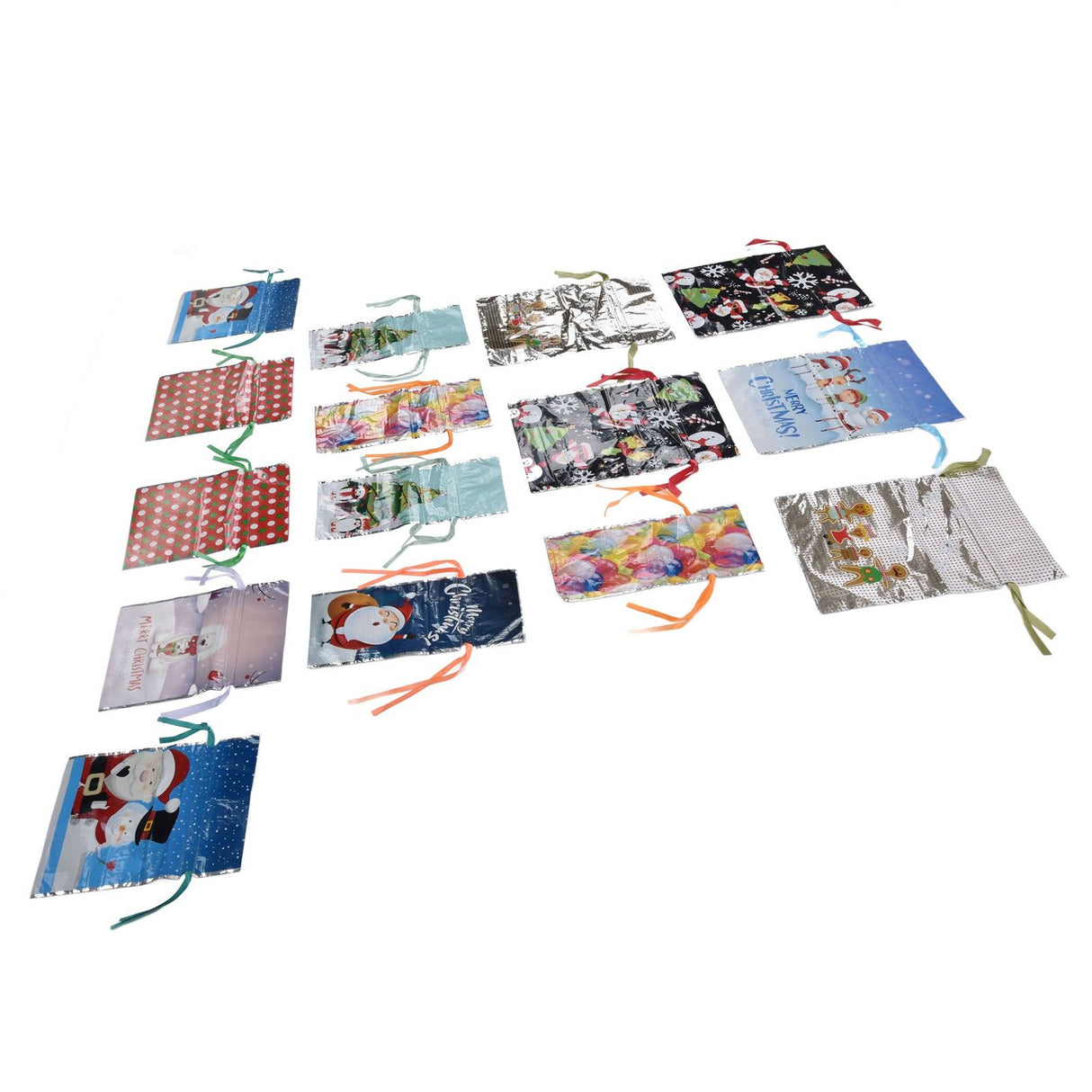15 Pcs Christmas Drawstring Gift Bags Drawstring Packing Pouches Favors Bags for Christmas Festival Party