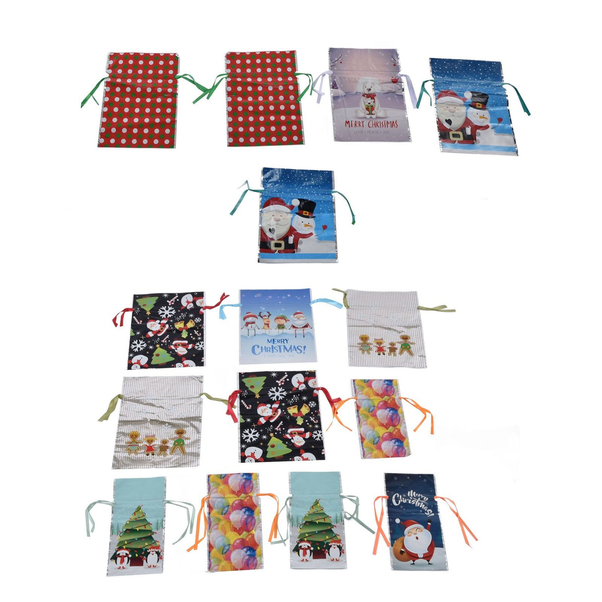 15 Pcs Christmas Drawstring Gift Bags Drawstring Packing Pouches Favors Bags for Christmas Festival Party