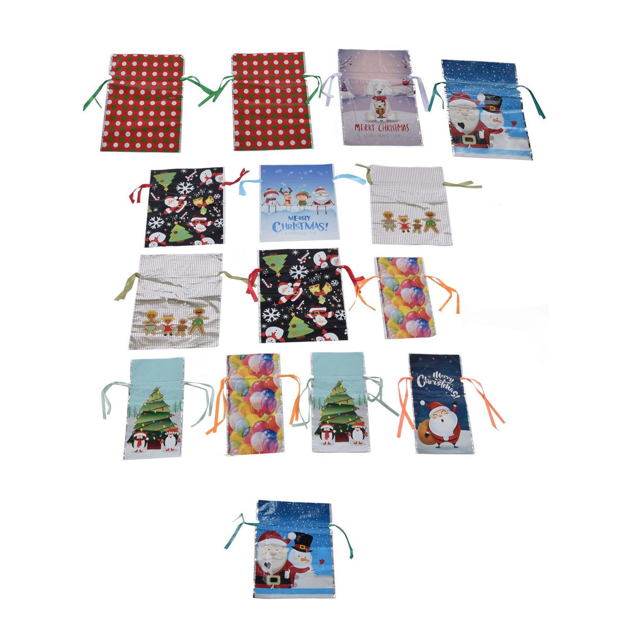 15 Pcs Christmas Drawstring Gift Bags Drawstring Packing Pouches Favors Bags for Christmas Festival Party