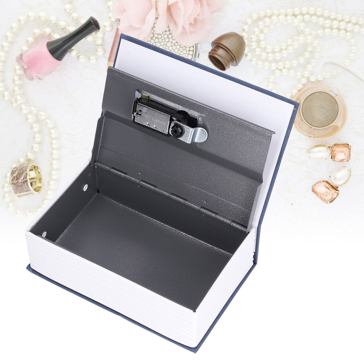 Book Shaped Steel Safe Classic Secret Book Safe Lock Password Type Household Storage BoxBlue