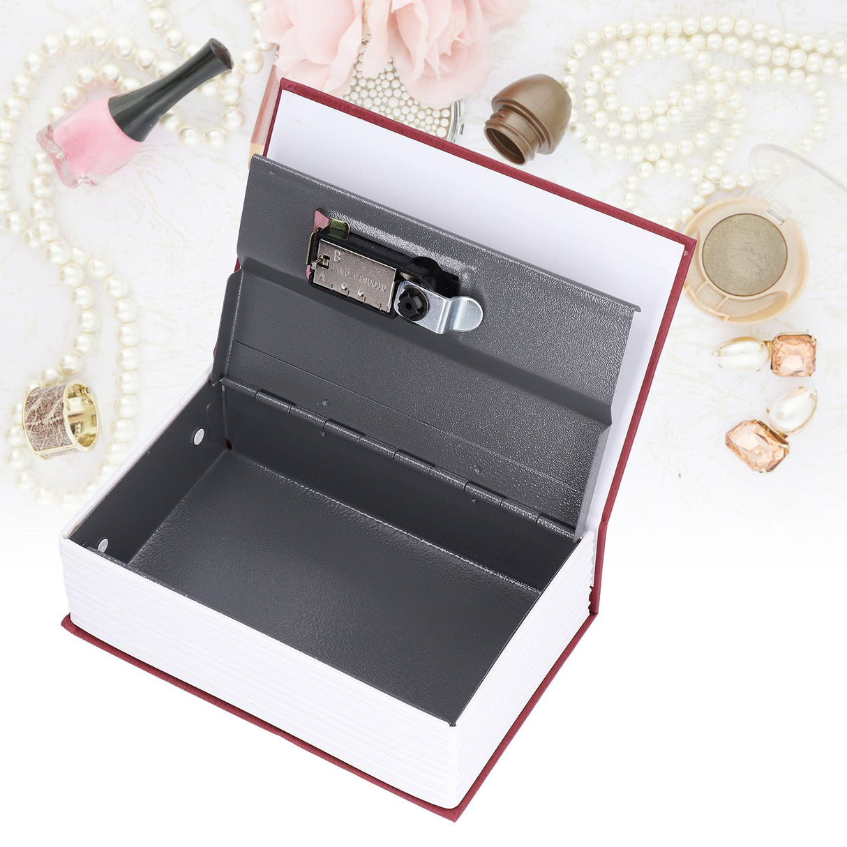 Book Shaped Steel Safe Classic Secret Book Safe Lock Password Type Household Storage BoxRed