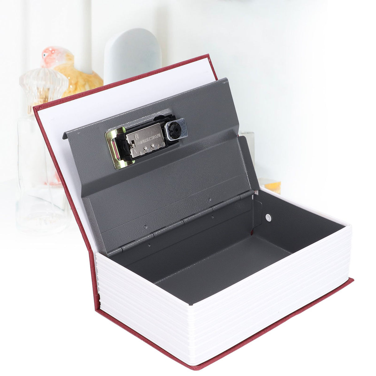 Book Shaped Steel Safe Classic Secret Book Safe Lock Password Type Household Storage BoxRed
