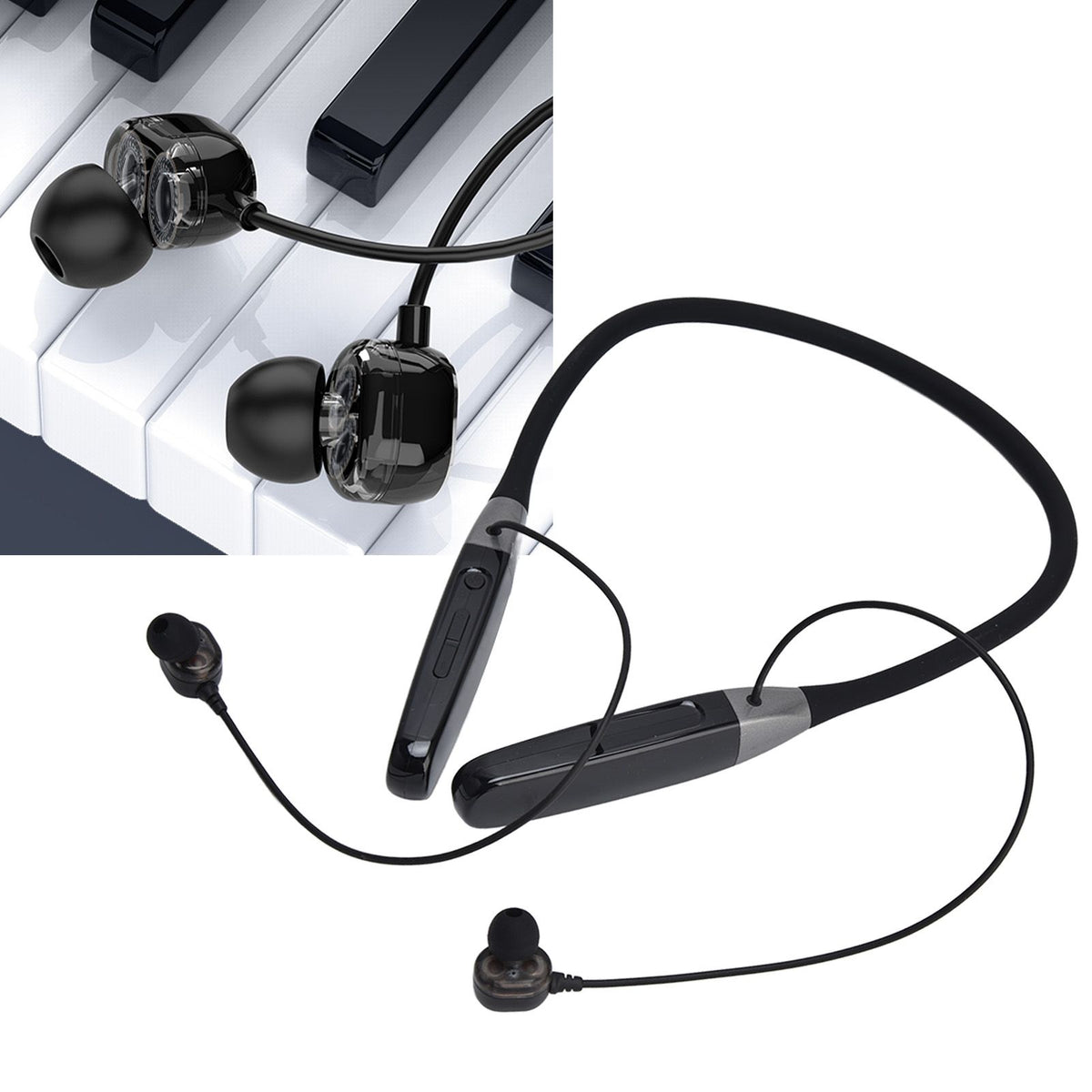 Wireless Hang Neck Type Earphone with 32G Memory LED Display Stereo Hanging Neck Headset