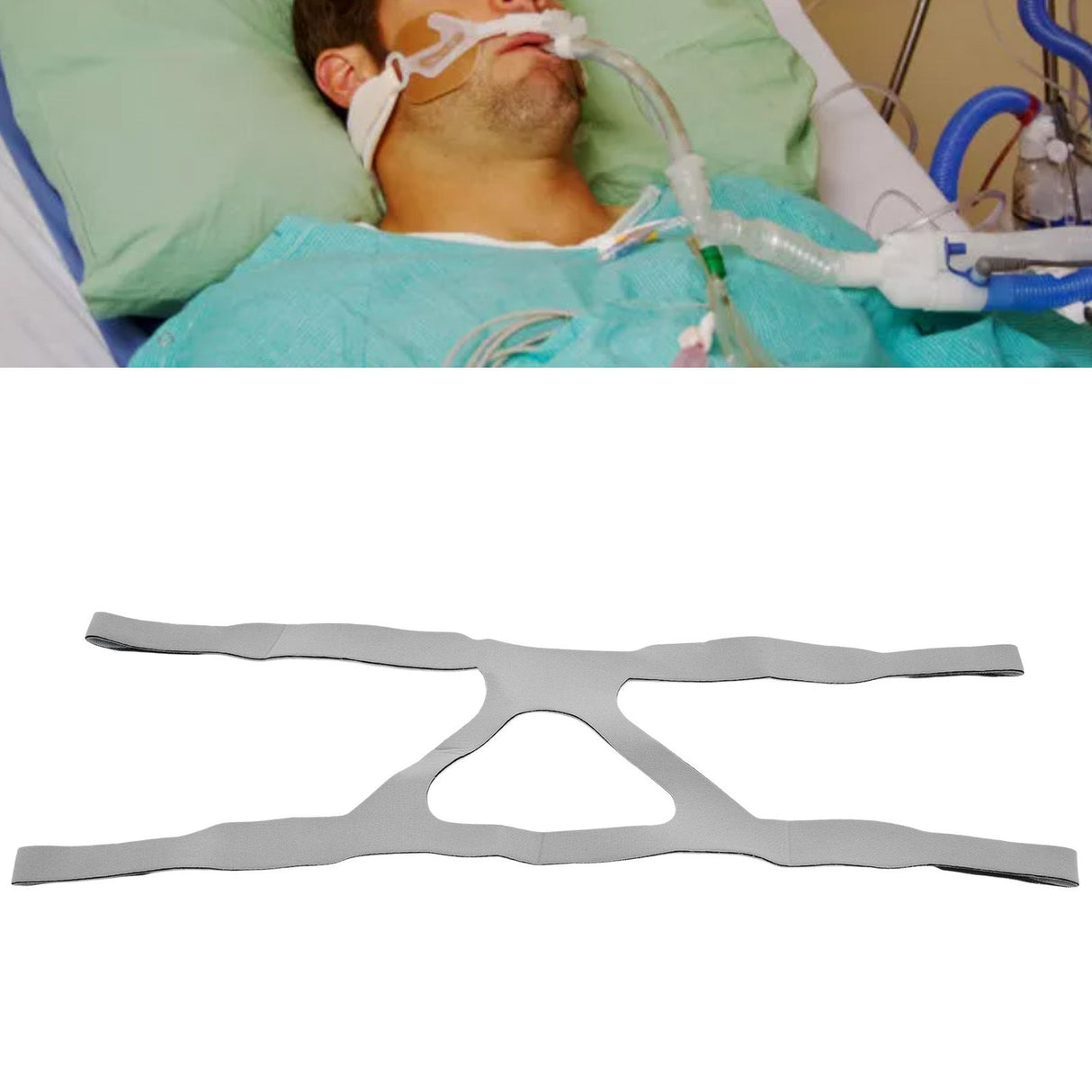 Universal Anti Snore Headgear Strap Nylon Elastic Anti Snoring Head Band for RespiratorGrey