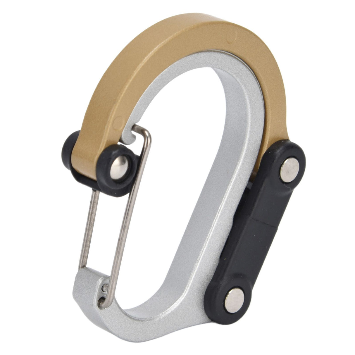D Type Carabiner Multifunctional Aluminum Alloy Portable Stroller Carabiner for Traveling Camping HikingGold