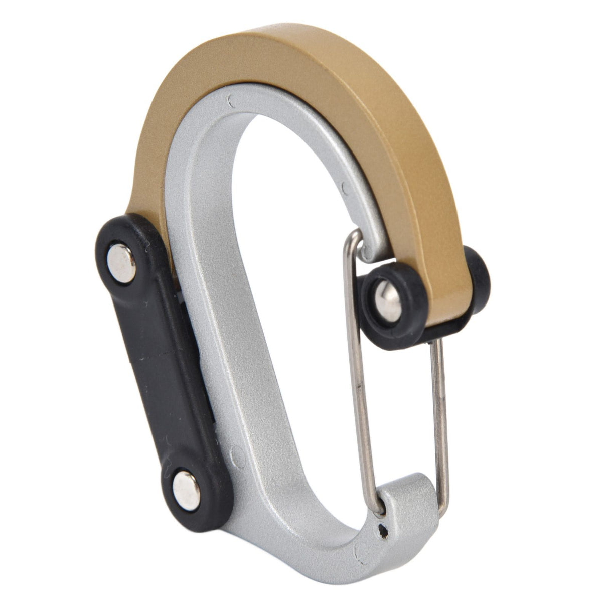 D Type Carabiner Multifunctional Aluminum Alloy Portable Stroller Carabiner for Traveling Camping HikingGold