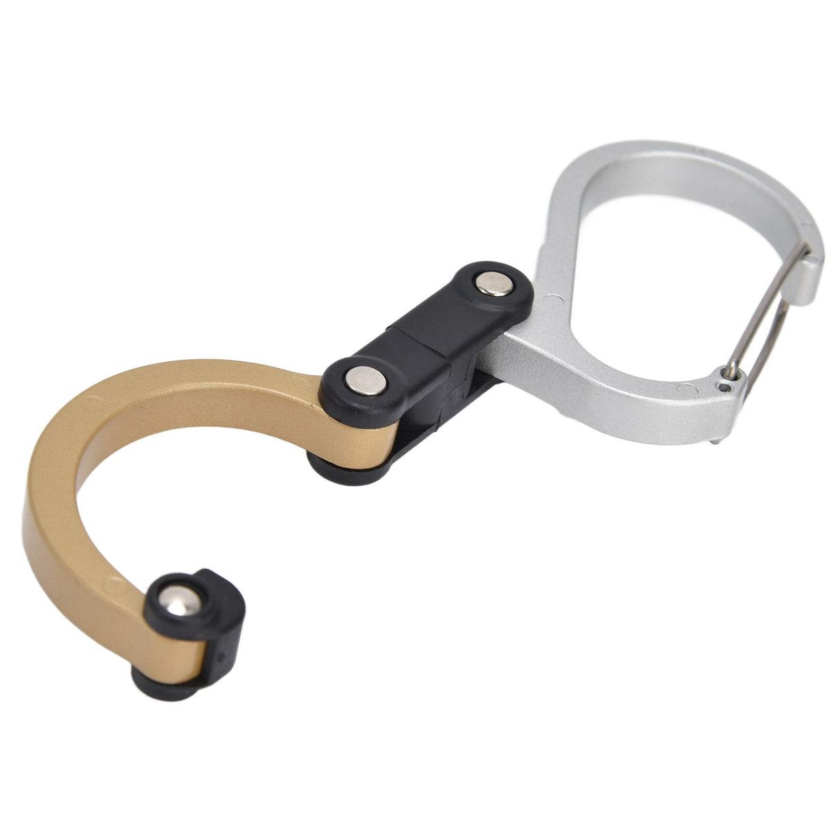 D Type Carabiner Multifunctional Aluminum Alloy Portable Stroller Carabiner for Traveling Camping HikingGold