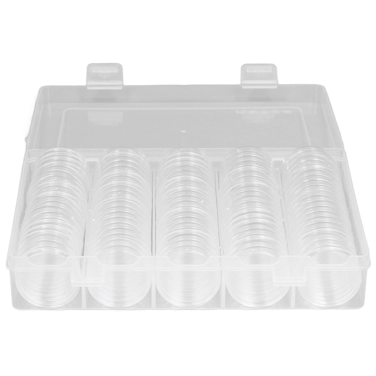 Coin Holder 100 Pieces Storage Plastic Transparent Coin Storage Box with Coin Capsules for Coin Collection Exhibition
