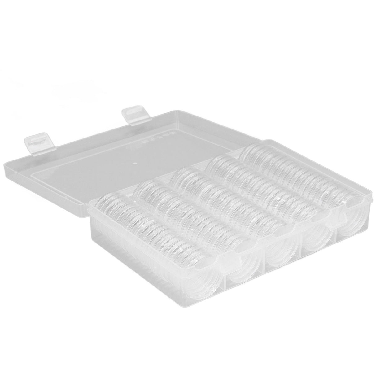Coin Holder 100 Pieces Storage Plastic Transparent Coin Storage Box with Coin Capsules for Coin Collection Exhibition