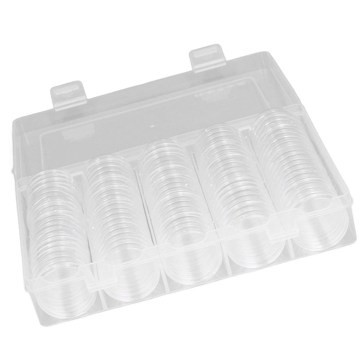 Coin Holder 100 Pieces Storage Plastic Transparent Coin Storage Box with Coin Capsules for Coin Collection Exhibition