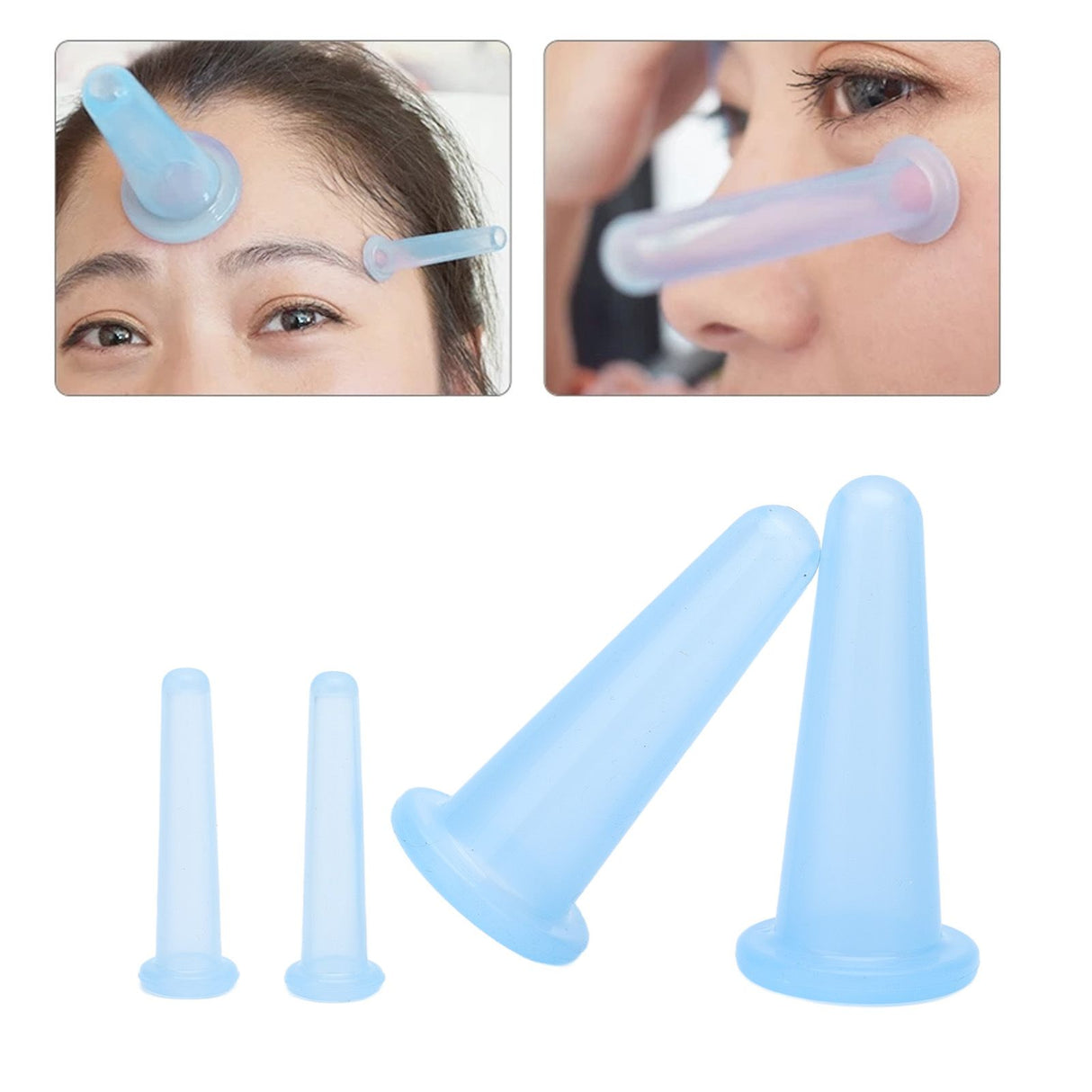 4pcs Cupping Set Massage Therapy Cups Convenient Practical Compact Lightweight Soft Flexible Cleanable Face MassagerBlue