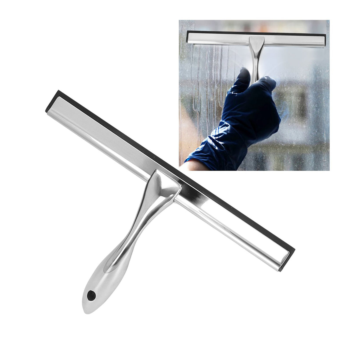 Stainless Steel Squeegee Window Shower Blade Squeegee Glass Cleaning Tool for Office Bathroom