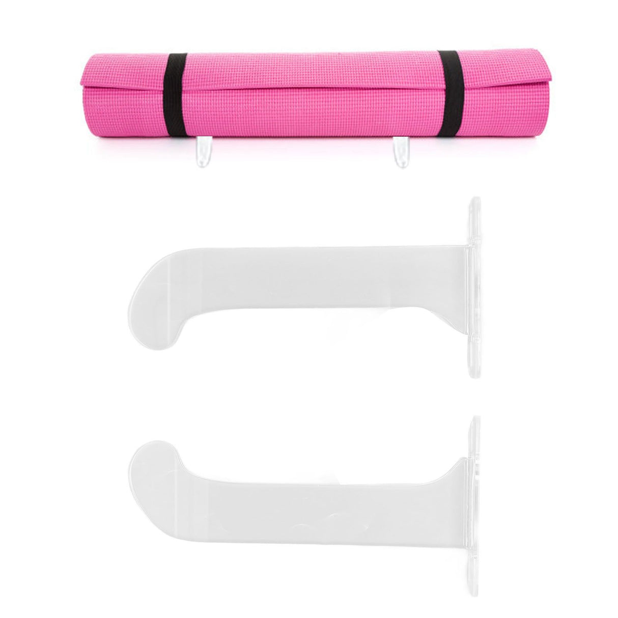 1Pair Yoga Mat Wall Mount Holder Acrylic Yoga Mat Wall Hanger Storage Rack Household Exercise Yoga Mat BracketTransparent
